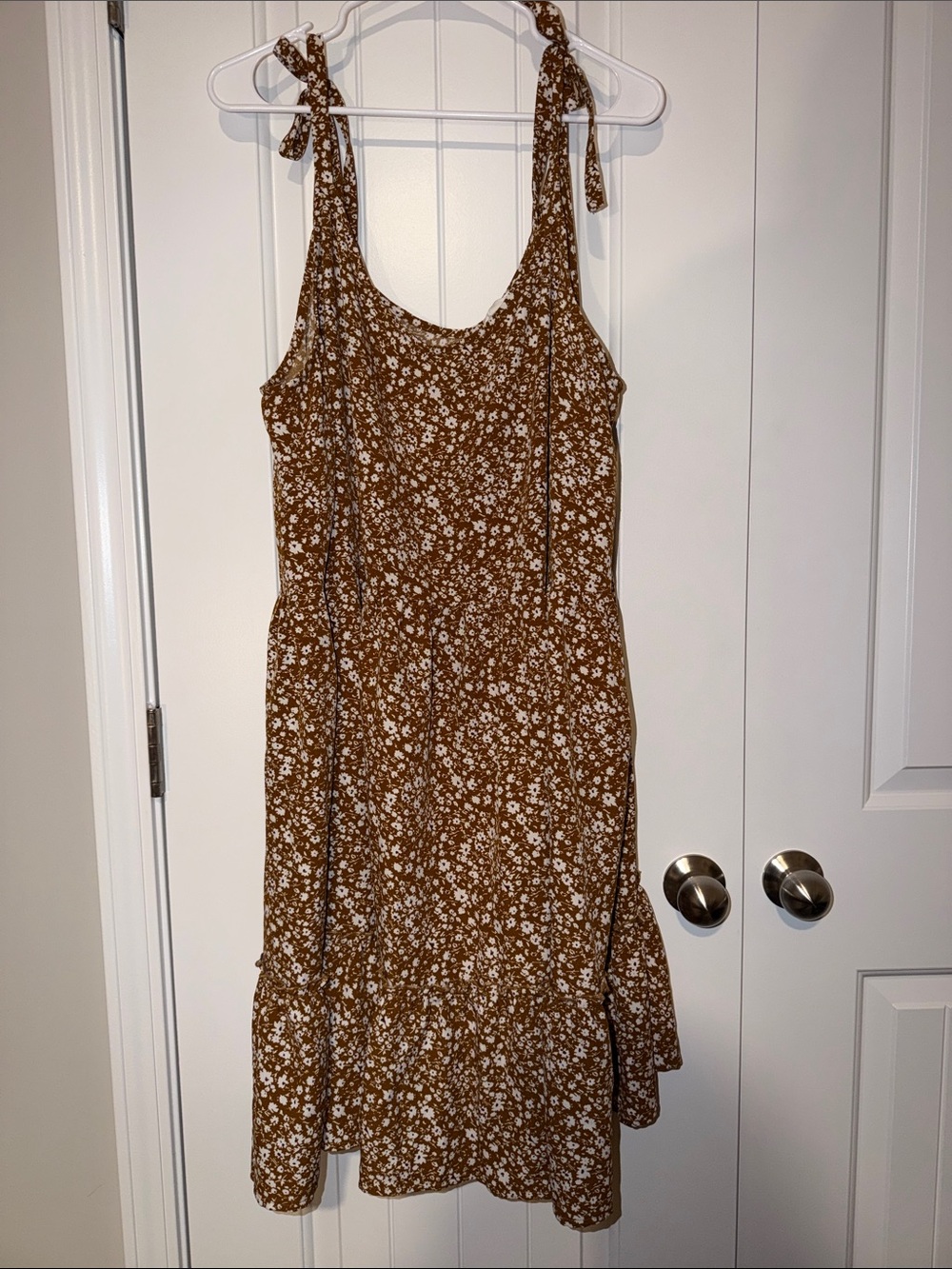 Chic Soul Brown Floral Tie-Shoulder Summer Dress